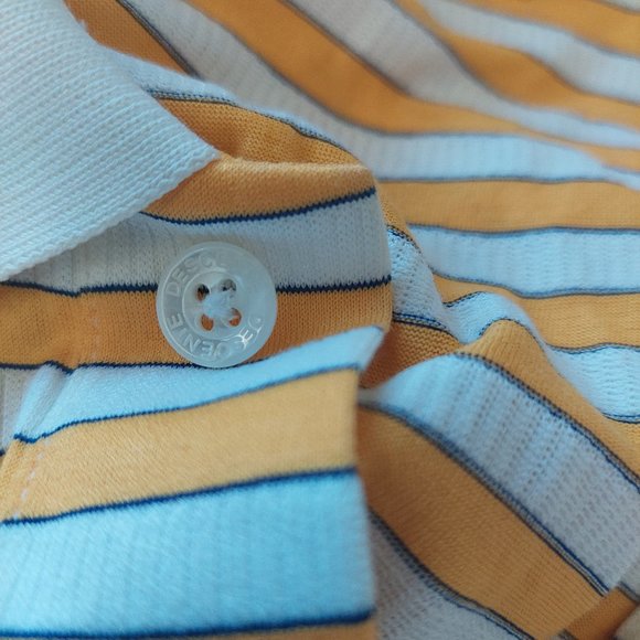 Descente International Striped Cotton Short Sleeve Yellow/Cream Gold Men's Large - Picture 9 of 14